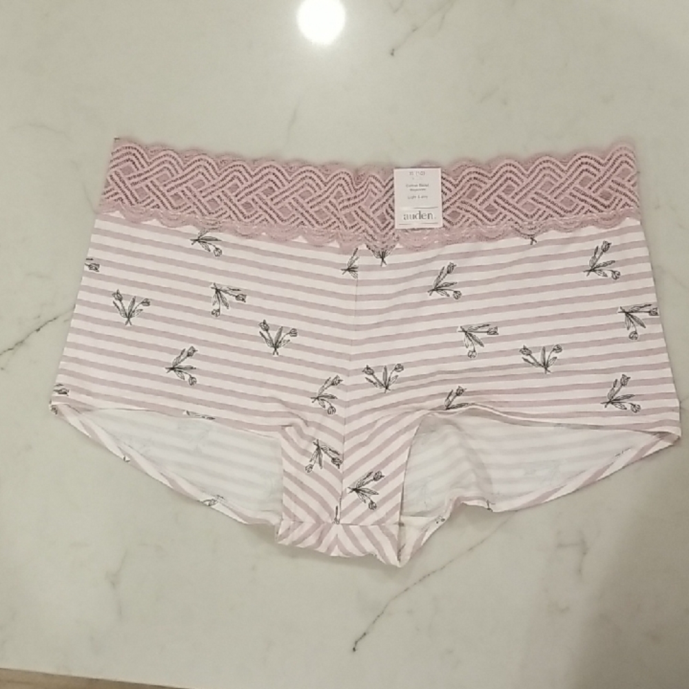 Auden Lilac Striped Boyshorts with Lace Waistband Womens XL size 16